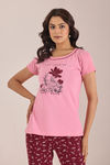 Sweet Moon Knit Cotton Pyjama Set - Darkpink Lightpink  — thumbnail 5